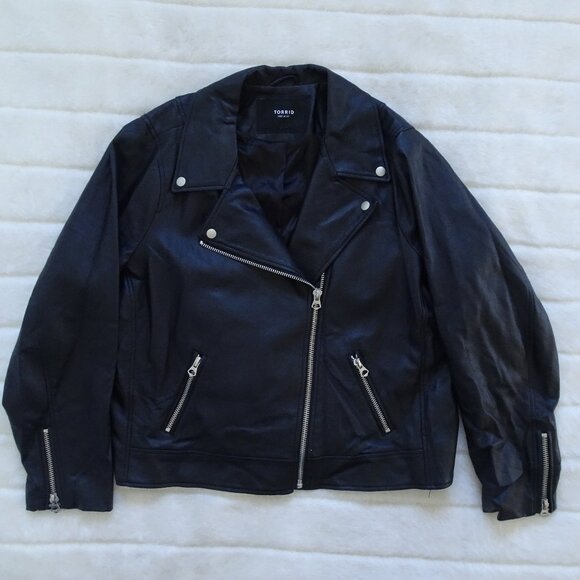 torrid Jackets & Blazers - Torrid Moto Zip Jacket Faux Leather Back Women's 2X